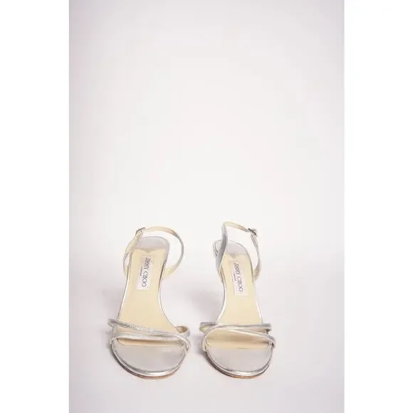 Jimmy Choo Silver Strappy Slingback Heels
